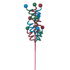 Vickerman RG236383 - 24 in. Blue/Green/Red Curly Artificial Spray - 3 Pack