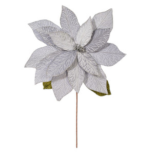 Vickerman RG237707 - 27.5 in. Silver Poinsettia Flower Artificial Spray - 2 Pack