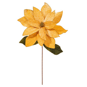 Vickerman RG237708 - 27.5 in. Gold Poinsettia Flower Artificial Spray - 2 Pack
