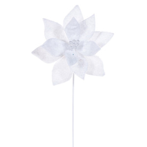 Vickerman RG251111 - 20 in. White Soft Poinsettia Stem Artificial Spray - 3 Pack 