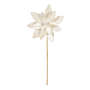 Vickerman RG253111 - 17 in. White Pearl Poinsettia Flower Artificial Spray - 2 Pack
