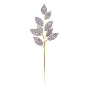 Vickerman RG253307 - 32 in. Silver Velvet Pearl Leaf Artificial Spray - 2 Pack