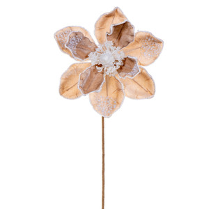 Vickerman RG253638 - 17 in. Champagne Pearl Magnolia Flower Artificial Spray - 2 Pack