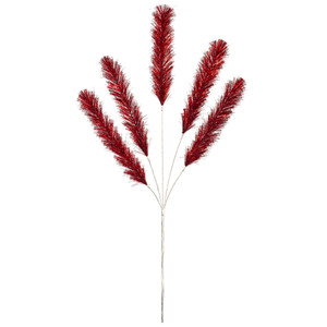 Vickerman RPQ250703 - 31 in. Red Tinsel Brush 5-Tip Artificial Spray - 3 Pack