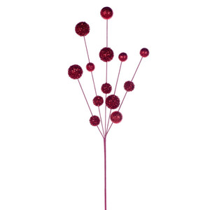 Vickerman RPQ251703 - 28 in. Red Glitter Ball Artificial Spray - 2 Pack