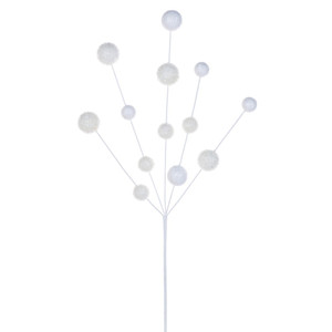 Vickerman RPQ251711 - 28 in. White Glitter Ball Artificial Spray - 2 Pack 