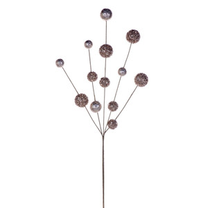 Vickerman RPQ251738 - 28 in. Champagne Glitter Ball Artificial Spray - 2 Pack