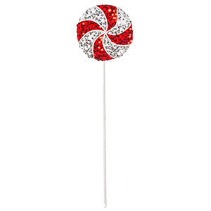 Vickerman RPQ252321 - 21 in. Red/White Sequin Lollipop Artificial Spray - 2 Pack
