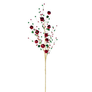 Vickerman RPQ254329 - 29.5 in. Green/Red/Gold Bell Artificial Spray - 2 Pack 