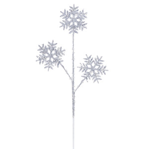 Vickerman RPQ254707 - 23 in. Silver Sequin Snowflake Artificial Spray - 2 Pack 