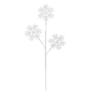 Vickerman RPQ254711 - 23 in. White Sequin Snowflake Artificial Spray - 2 Pack 