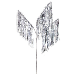 Vickerman RX241307 - 36 in. Silver Tinsel Icicle 3-Tip Artificial Spray - 3 Pack