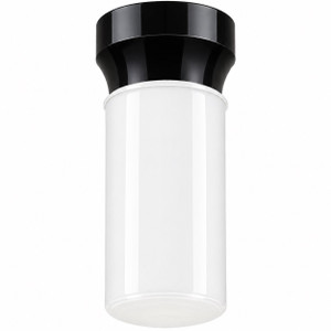 Outdoor Black Ceiling Light with White Jelly Jar - E26 Medium Socket