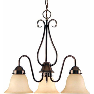  Volume Lighting V3353-79  Antique Bronze Chandelier with Sandstone Glass