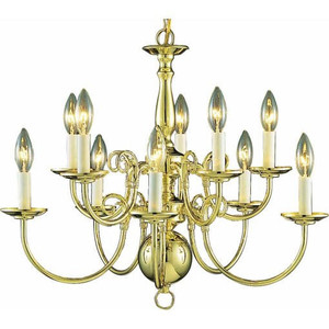  Volume Lighting V3570-2 Polished Brass Chandelier