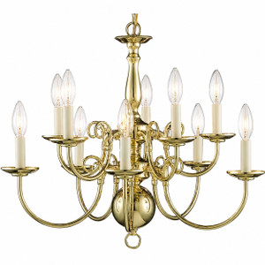 Volume V3570-2 - Polished Brass Dining Room Chandelier - E12 Base 