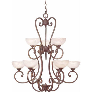 Volume Lighting V7179-22 Prairie Rock Chandelier with Alabaster Glass