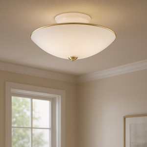 Volume V1922-12 Indoor Polished Brass White Flush Mount