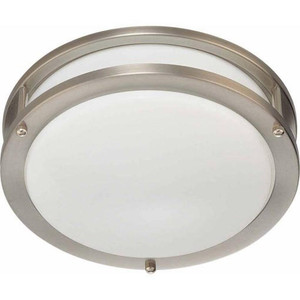 Volume Lighting V6841-33 - Brushed Nickel Drum Flush Mount - White Glass Diffuser
