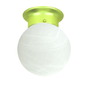 Volume Lighting V7319-2 - Polished Brass Globe Flush Mount - Alabaster Glass Globe