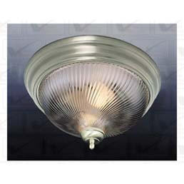 Volume Lighting V7710-33 - Brushed Nickel Flush Mount - Clear Ribbed Glass Dome