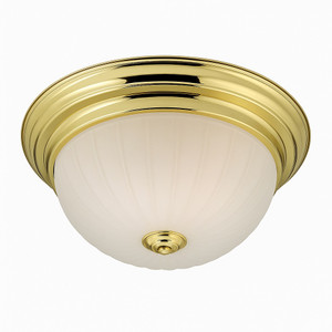 Volume V7732-2 - Polished Brass Ceiling Light Fixture - Frosted Melon Glass 
