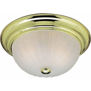 Volume Lighting V7822-2 - Polished Brass Flush Mount - Frosted Melon Glass Dome