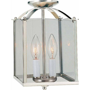 Volume Lighting V5002-33 - 2-Light Brushed Nickel Lantern Semi-Flush Mount