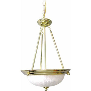 Volume Lighting V2283-2 - Polished Brass Bowl Pendant - Alabaster Glass Bowl