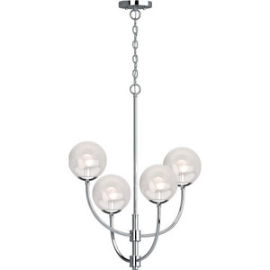 Volume Lighting V2054-3 - 4-Light Chrome Chandelier - Clear Glass Globes