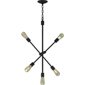 Volume Lighting V3505-79 - 5-Light Antique Bronze Sputnik Chandelier - Exposed Bulbs