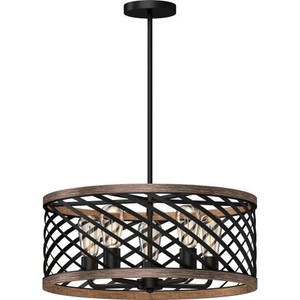 Volume Lighting V4545-84 Indoor Black Walnut Downrod Pendant Chandelier