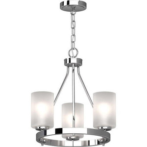 Volume Lighting V4753-3 - 3-Light Chrome Ring Chandelier - Frosted Glass