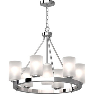 Volume Lighting V4756-3 - Chrome Ring Chandelier - Frosted Glass