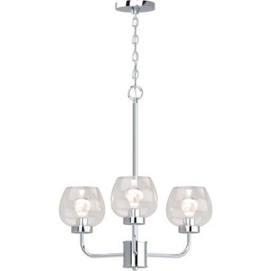 Volume Lighting V5503-93 - 3-Light Polished Nickel Chandelier - Clear Glass