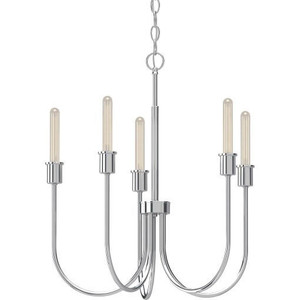 Volume Lighting V5705-93 - 5-Light Polished Nickel Chandelier - Exposed Bulbs