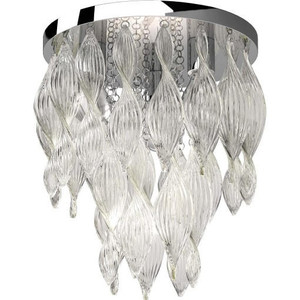Volume Lighting V1373-3 - Chrome Flush Mount - Clear Twisted Glass Drops