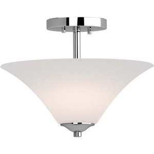 Volume Lighting V3052-93 - Polished Nickel Semi-Flush Mount - White Glass Bowl