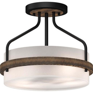 Volume Lighting V4743-84 Indoor Walnut & Black Semi Flush-Mount
