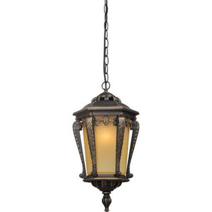 Volume Lighting V9882-81 - Golden Rust Outdoor Lantern Pendant - Amber Glass
