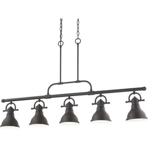 Volume Lighting V1175-65 - 5-Light Foundry Bronze Linear Island Pendant - Metal Shades