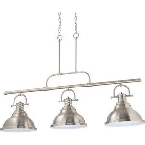 Volume Lighting V1177-33 - 3-Light Brushed Nickel Linear Island Pendant - Metal Shades