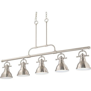 Volume Lighting V1245-33 - 5-Light Brushed Nickel Linear Island Pendant - Metal Shades