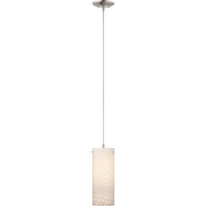 Volume V2454-33 - Brushed Nickel Mini Hanging Pendant Light - White Frit Cased Glass
