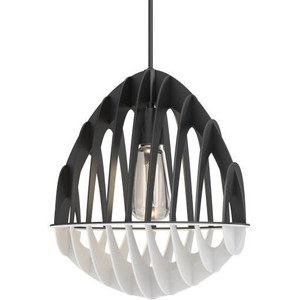 Volume Lighting V2541-80 - Black and White Sculptural Cage Mini Pendant