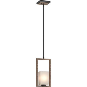 Volume Lighting V5551-87 - Pecan and Black Mini Pendant - White Glass
