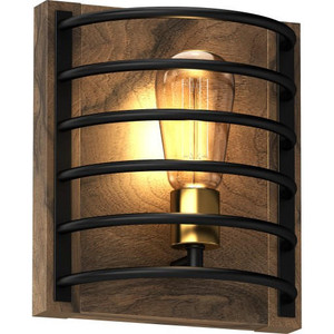 Volume Lighting V6001-10 Bronze and Walnut Caged Mini Wall Mount