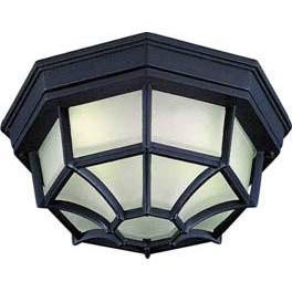 Volume Lighting V8858-5 - Black Outdoor Octagonal Ceiling Light - Frosted Glass
