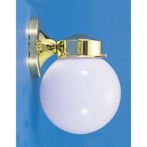 Volume Lighting V1527-2 - Polished Brass Outdoor Globe Wall Light - White Glass Globe