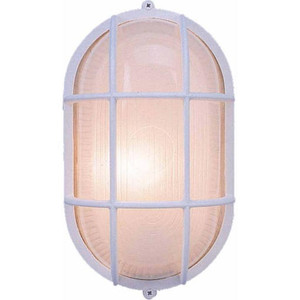 Volume Lighting V8860-6 - White Oval Caged Outdoor Bulkhead Light - Frosted Glass